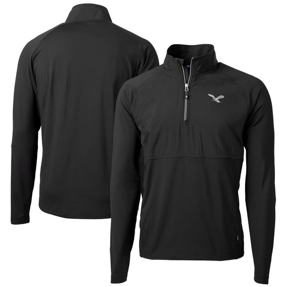 Men's Cutter & Buck Black Philadelphia Eagles Adapt Eco Knit Hybrid Recycled Quarter-Zip Pullover Jacket
