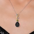 thumbnail image 3 of 925 Silver and 10K Yellow Gold Black Onyx and Green Peridot and White Lab Grown Diamond Pendant Necklace for Women | 10.32 Cttw | Gemstone December Birthstone | Pear Shape 18X13MM | With 18" Chain, 3 of 6