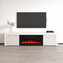 Dia BL-EF Floating Fireplace TV Stand for TVs up to 80", Modern High Gloss 71" Entertainment Center, Wall Mounted Electric Fireplace TV Media Console with Storage Cabinets