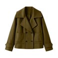 thumbnail image 4 of Enjoytime Jackets for Women Lapel Double Breasted Long Sleeve Cropped Coat Fashion Cozy Business Casual Fall Winter Outerwear, 4 of 6