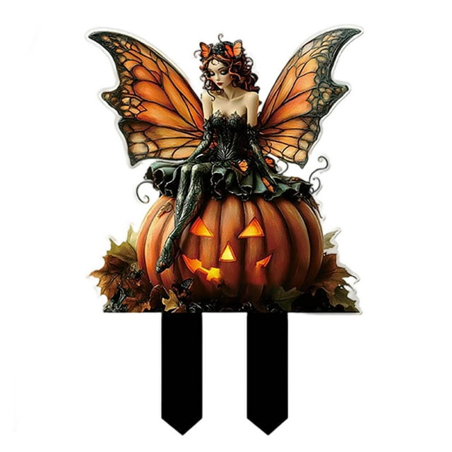 Fairy Garden Acrylic Outdoor Stake Signs Whimsical Pumpkin Halloween Designs For Yard Planters Durable 8 Pack