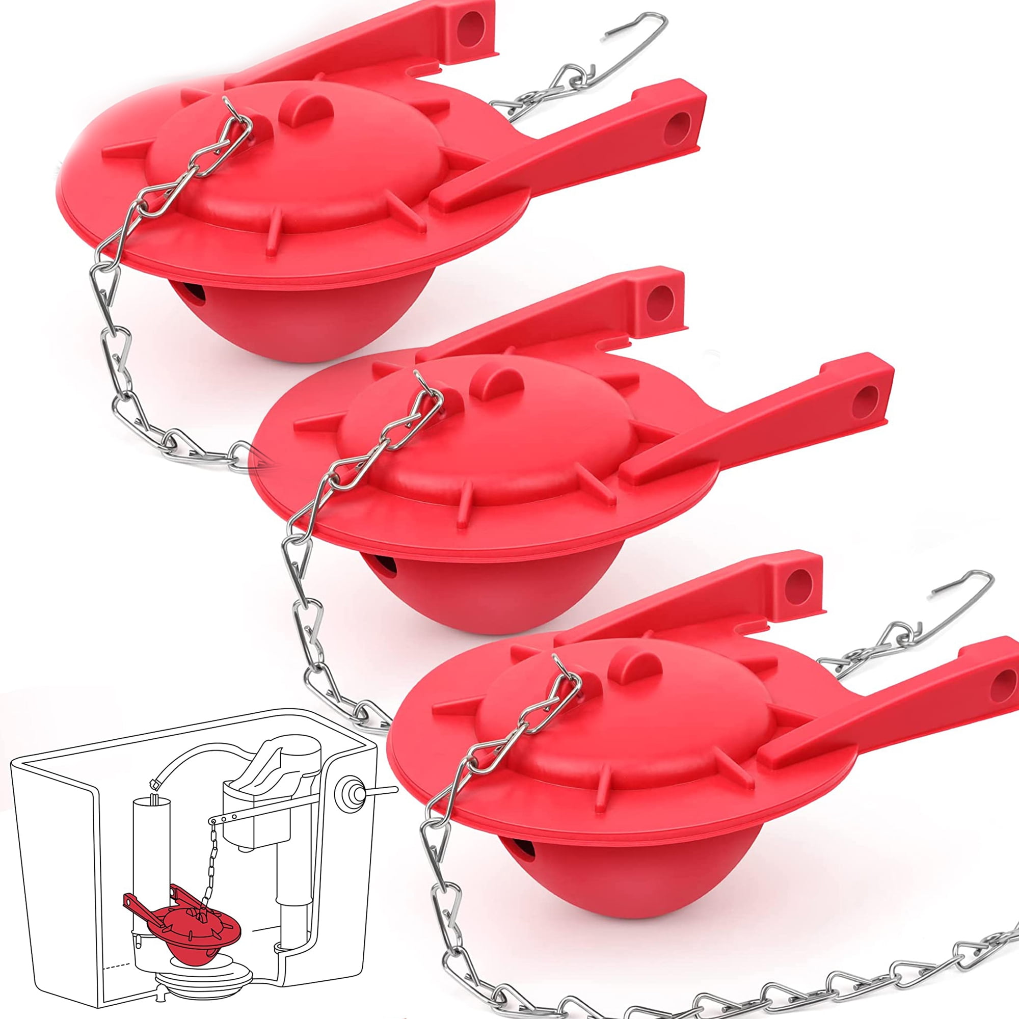 3 Pack Universal WaterSaving Valve Toilet Flapper 3 Inch Replacement