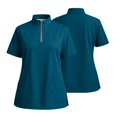 thumbnail image 2 of Women's Zip-Front Stand Collar Scrub Top – Lightweight Comfortable Top with Well-Placed Pockets Dark Blue XL, 2 of 5