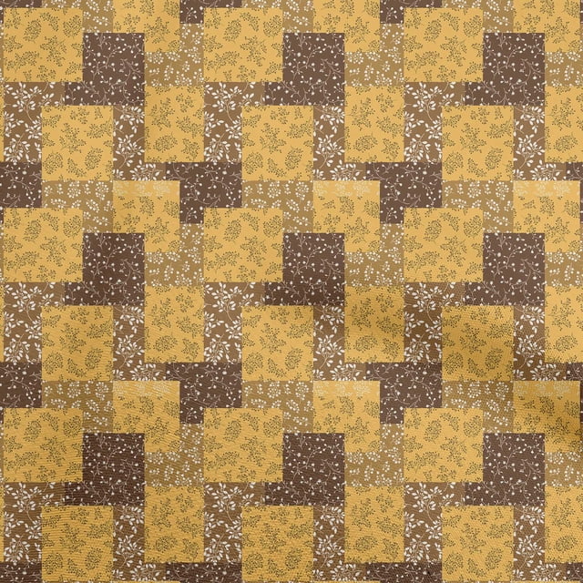 oneOone Velvet Yellow Fabric Floral Silhouette Sewing Material Print Fabric By The Yard 58 Inch Wide