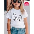 thumbnail image 1 of Camiseta transpirable con adorable estampado de conejo para niña, 100 % algodón, color negro con blanco, manga corta, ideal para jóvenes y adolescentes., 1 of 6