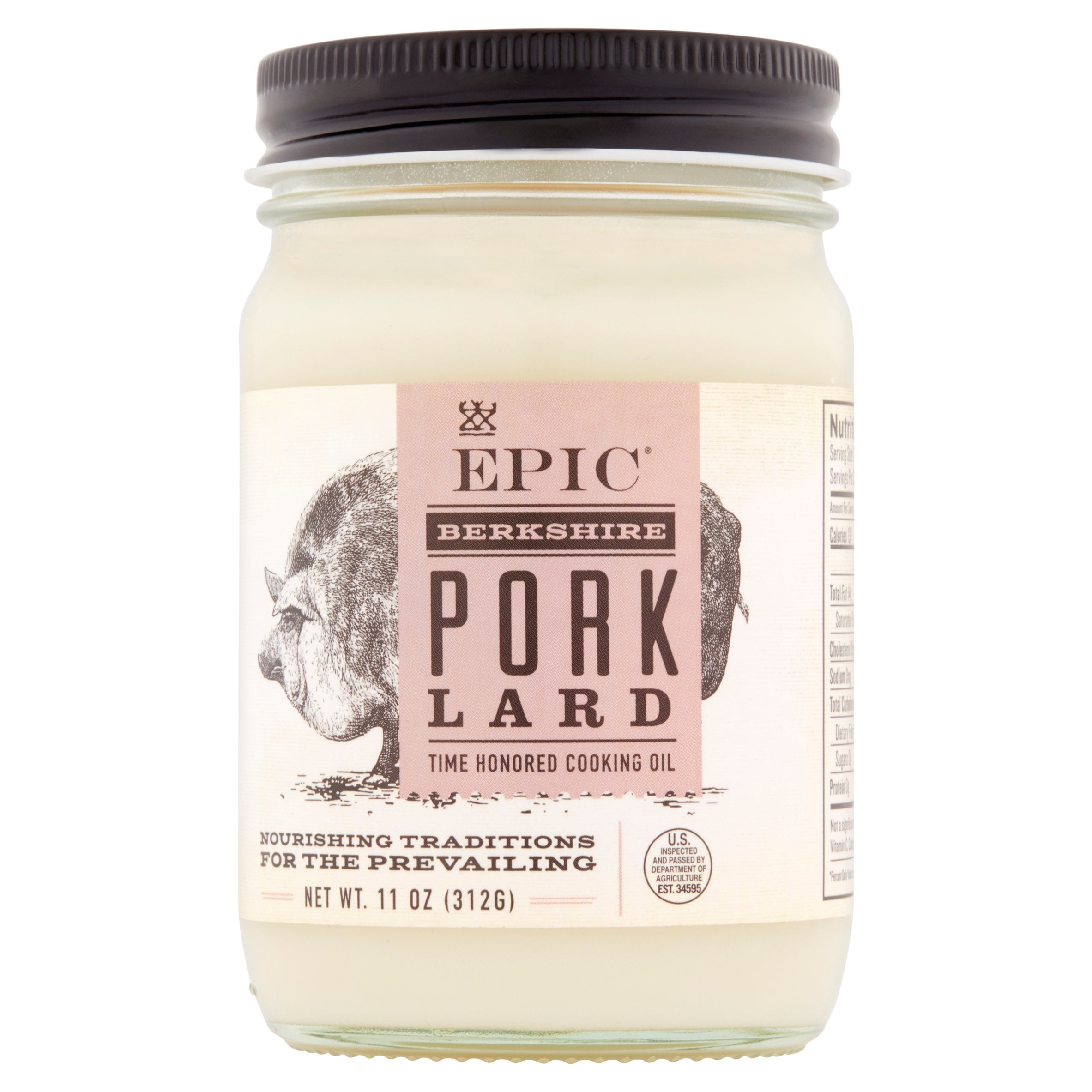 Epic Berkshire Pork Lard Time Honored Cooking Oil, 11 oz, 6 pack