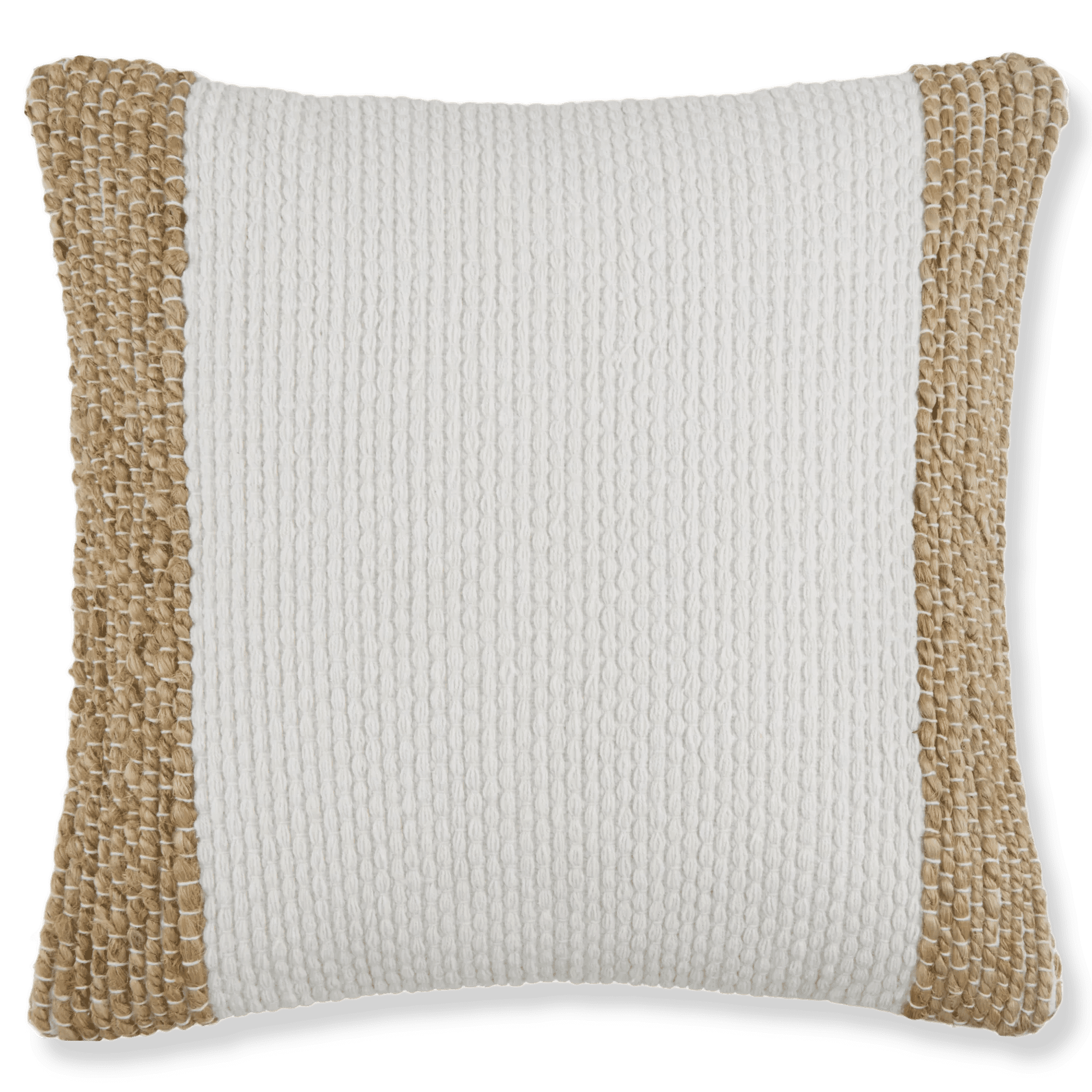Bouclair White Koloa Woven Colourblock Throw Pillow 19x19 in