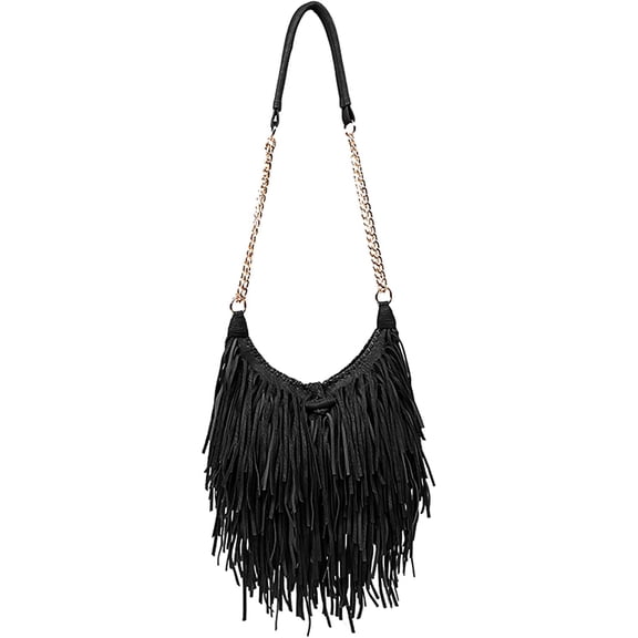 YOUI-GIFTS Women's Fringed Faux Suede Leather Cross Body Bag Chain Shoulder Bag Tassel Handbag