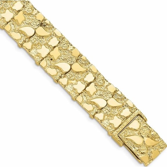 10K Yellow Gold 15.0mm Nugget Bracelet (7 X 15) Made In United States 10n15-7