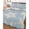 thumbnail image 3 of Quilts Twin-XL Size Bedding Set, Blue Starfish Coastal Lightweight Quilted Comforter, Nautical Summer Ocean Abstract Art Reversible Bedspread Coverlet with Pillow Covers for All Season, 68" x 98", 3 of 7