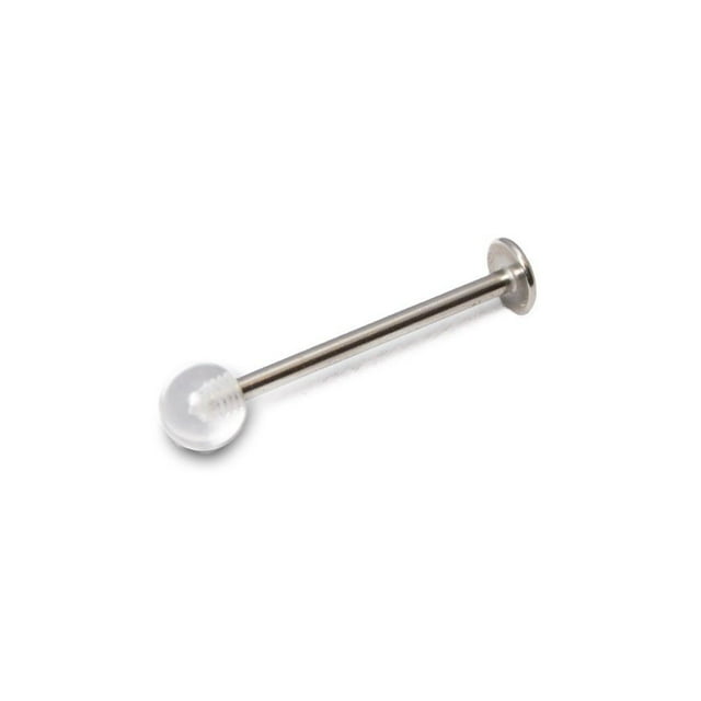16GA Flat Bottom 316L Surgical Steel Tongue Cheek Jewelry Clear or Solid Top