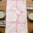 thumbnail image 5 of Palm Tree Monstera Burlap Cotton Table Runner 13x90 Inches Long, Pink White Leaf Boho Botanical Tropical Farmhouse Table Runners, Outdoor Dining Tablecloths Decor for Baby Shower/Party/Wedding, 5 of 8