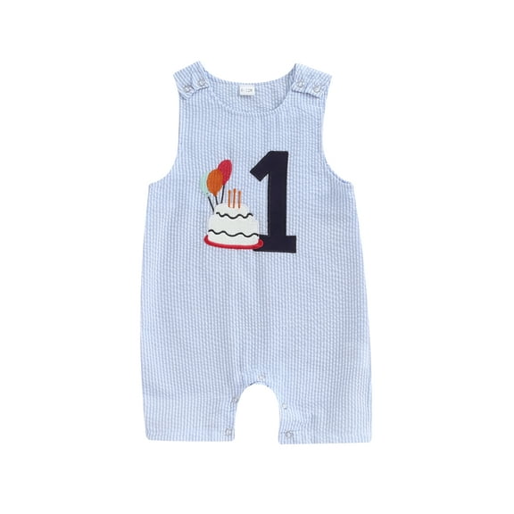 Baby Sweetie Infant Baby Boy First Birthday Outfit Sleeveless Romper Jumpsuit One Piece Bodysuit Summer Clothes