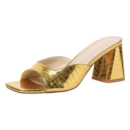 

YUHAOTIN High Heels for Women Sexy Closed Toe New Fashion A Footstool Sequins Thick with Shoes High Heeled Sandals Slippers Clear High Heels Closed Toe Sandals