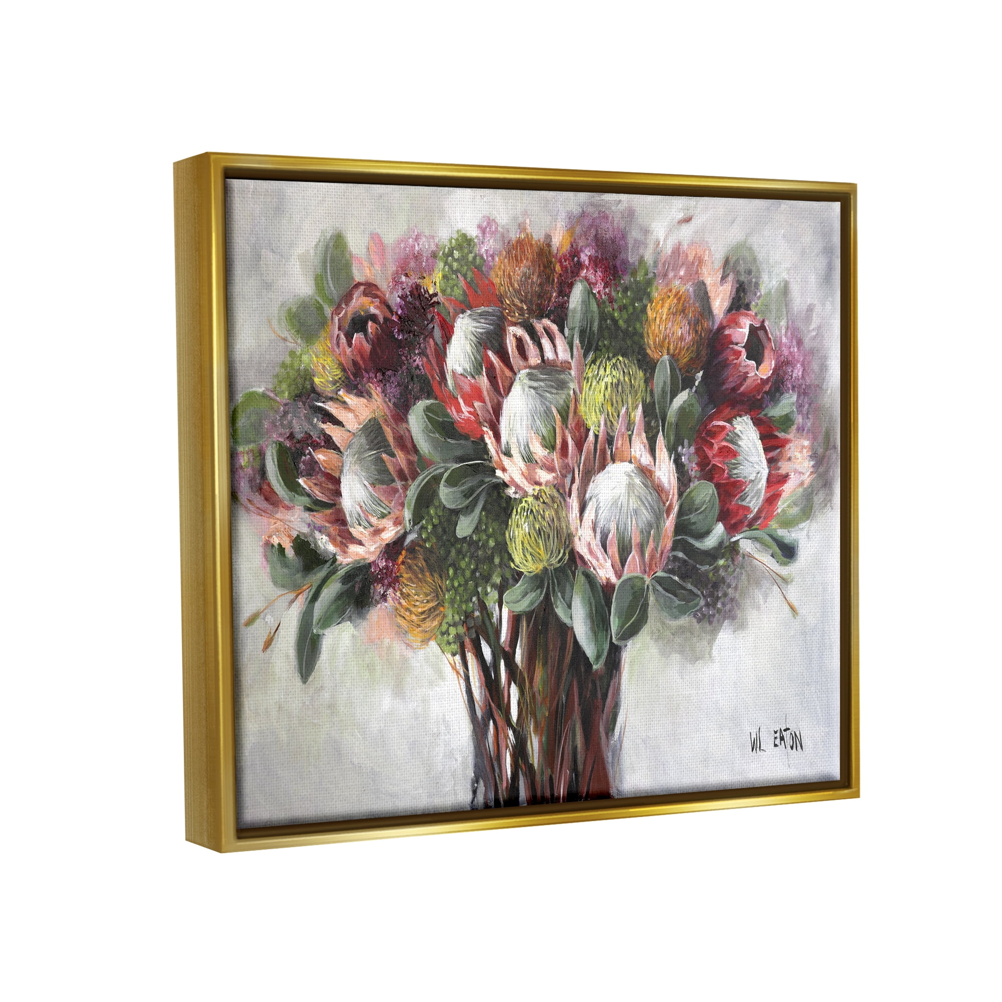 Stupell Industries Traditional Rustic Vase Botanical & Floral Painting Gold Floater Framed Canvas Art Print Wall Art, 21 x 17