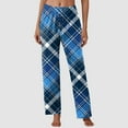 thumbnail image 2 of Women's Pants Plaid Pajama Print Soft Comfort Loose Plaid Without Pockets Blue Womens Trousers XL, 2 of 4