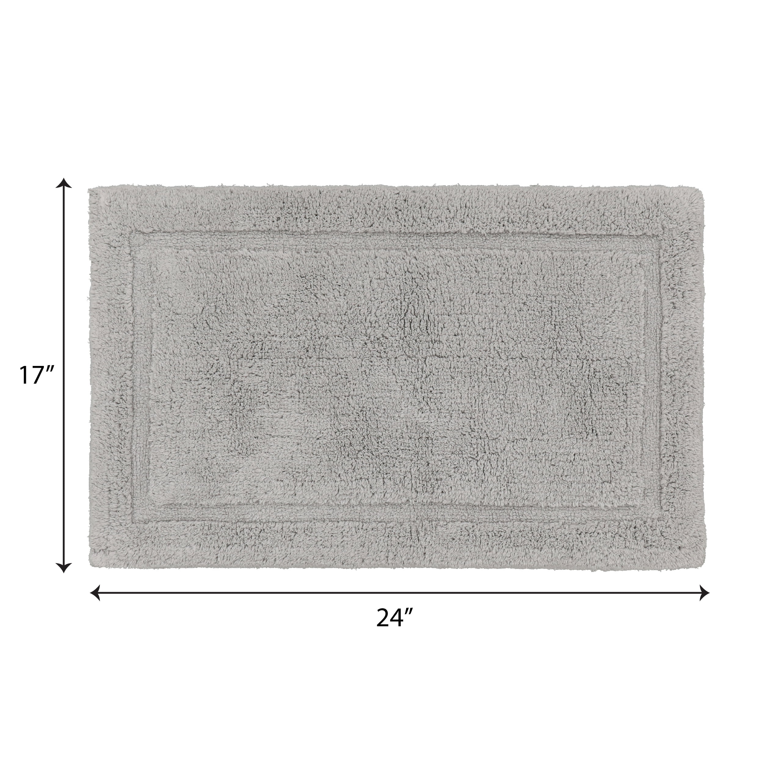 Jean Pierre New York Lydia Border 100% Cotton Bath Mat - Non-Slip Bath Rug - Light Gray - 17"x24"