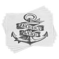 thumbnail image 1 of Ambesonne Anchor Place Mats Set of 4, Tattoo Style Old, Standard Size, Charcoal Grey White, 1 of 6
