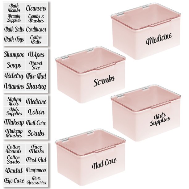 mDesign Stackable Plastic Storage Box with Hinged Lid - Organizer for Vitamins, Supplements, Essential Oils, Medicine, Bandages, First Aid Supplies - ...