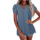thumbnail image 3 of Guardurnaity Camiseta de algodón para mujer, camiseta informal de manga corta holgada de Color sólido, camiseta de verano para deportes escolares, Prendas para la parte del cuerpo Azul claro XL, 3 of 6