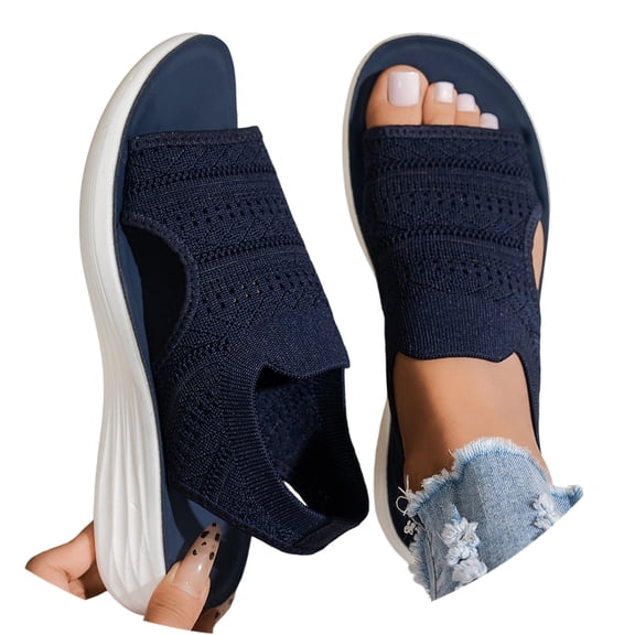 Womens Beach Sandals Waterproof Wedges Classic Lightweight Hard Sole Low Wedge Heel Womens House Shoes Size 9 Platform Ankle Strap Summer Dress Shoes