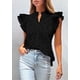 thumbnail image 3 of Blusa PRETTYGARDEN Mujer Cuello en V con Volantes y Mangas Cortas con Ojetes Negra Talla L, 3 of 6