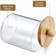 thumbnail image 4 of Paquete de 3 dispensadores con tapas de bambú - Recipientes de boticario de plástico transparente de 10 oz para almacenamiento de maquillaje de tocador - Juego de accesorios de baño para hisopos de al, 4 of 4