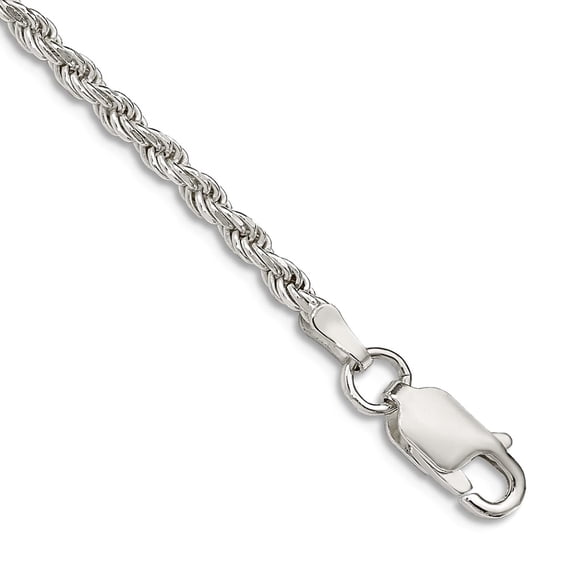 925 Sterling Silver 2.25mm Sparkle-Cut Rope Chain Anklet 10 Inch Anklet for Women and Men