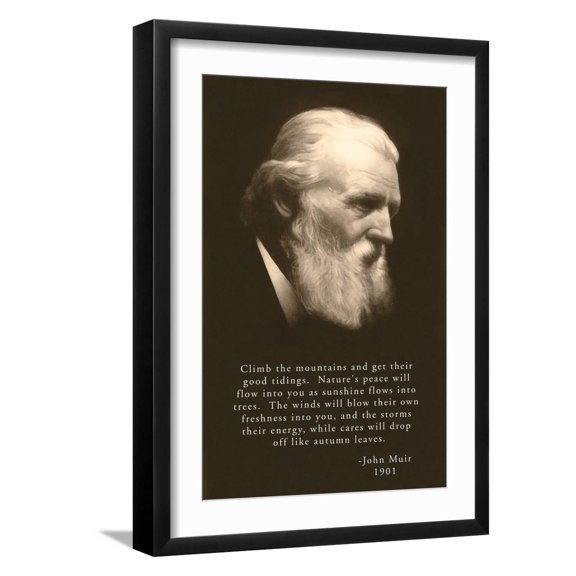 Art.com John Muir Photo with Quote Art Print, Black Frame Wall Art, 17" x 23"