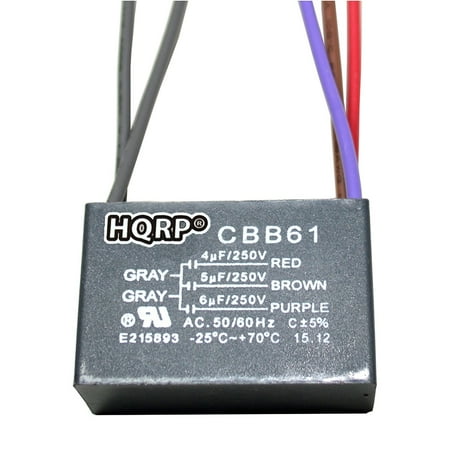 

HQRP Ceiling Fan Capacitor CBB61 4uf+5uf+6uf 5-Wire