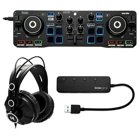 Hercules DJControl Starlight Pocket USB DJ Controller with Headphones & USB Hub