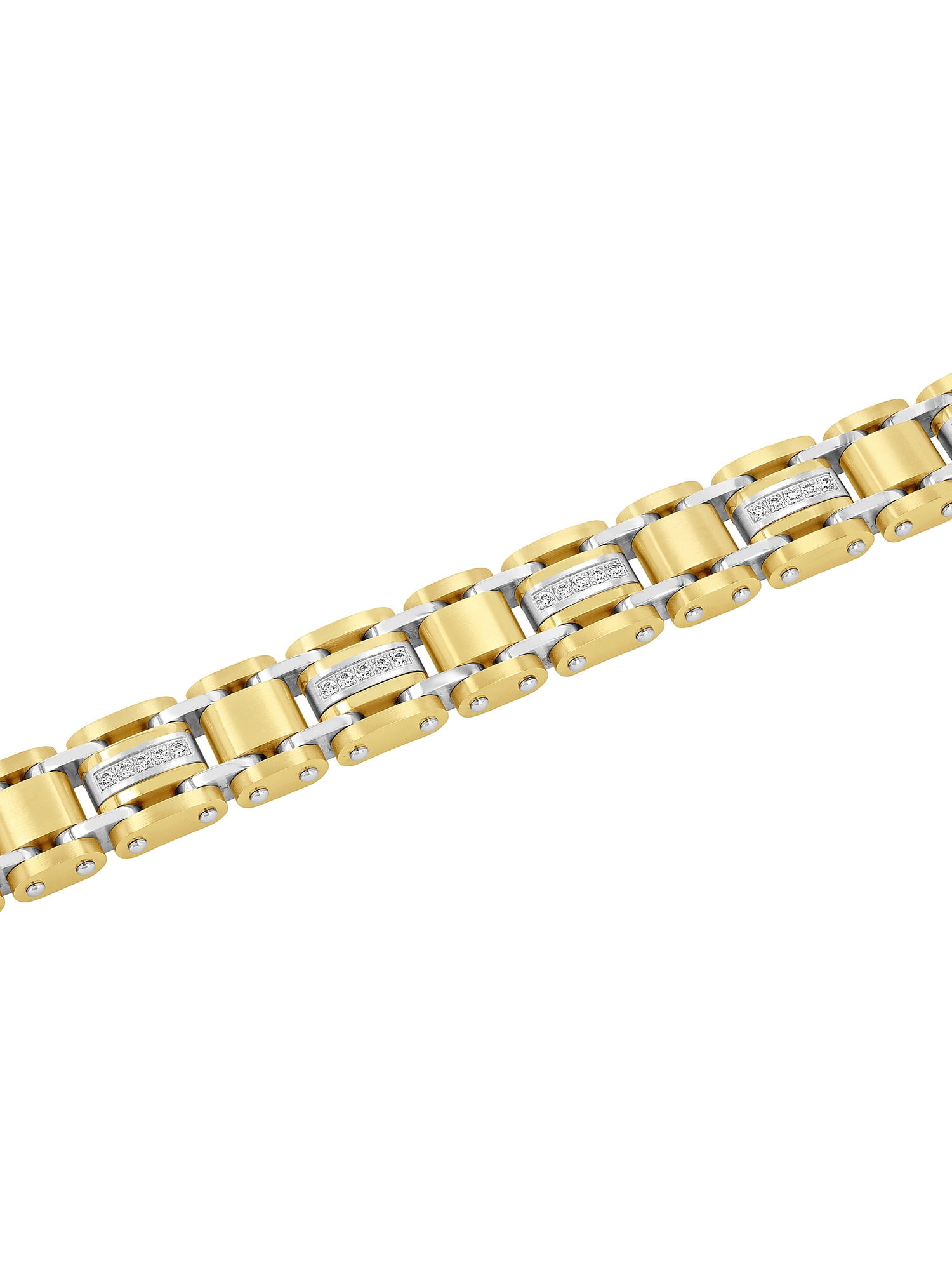 Men's Two-Tone Stainless Steel Cubic Zirconia Bracelet - Brilliance Fine Jewelry