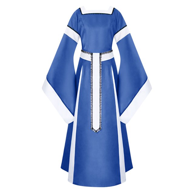 Vestido largo de manga larga informal de moda de color sólido con costuras literarias Retro para mujer Fridja nbo2762