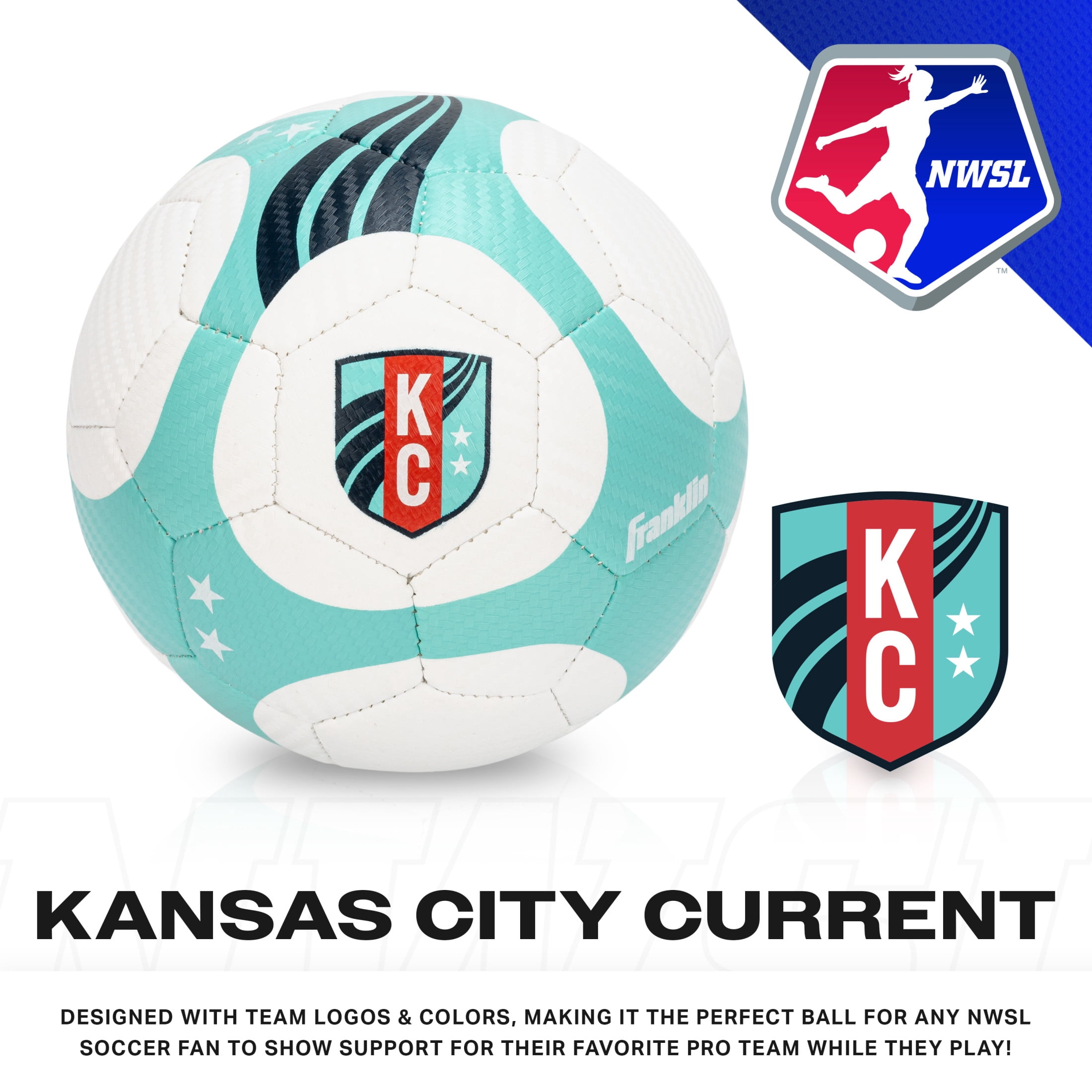 Franklin Sports NWSL Kansas City Current Soccer Ball - Kids Mini Size 1 Soccer Ball - Skill + Training Soccer Ball for Kids + Adults - Boys + Girls Soccer Ball - Air Pump Included