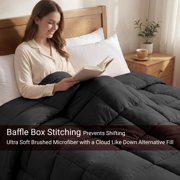Superior Solid Comforter Down Alternative Bedding, King, Black