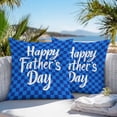thumbnail image 5 of Waterproof Throw Pillow Covers Set of 2, 26x26 Inch Happy Father's Day Decorative Pillowcases Outdoor Pillow Slip Cushion Covers Set for Couch Tent Blue Checkered Plaid, 5 of 7