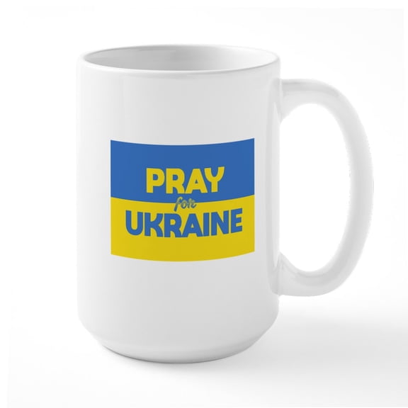 CafePress - Pray For Ukraine Mugs - 15 oz Ceramic Large White Novelty Mug