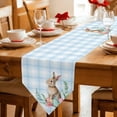 thumbnail image 2 of Blue Easter Table Runner Linen Burlap Table Runner 90 Inches Long Bunny Eggs Spring Floral Stripes Farmhouse Dresser Scarves for Kitchen Island Coffee Dining Party Wedding Holiday Decor 13"x90", 2 of 8