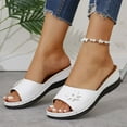 thumbnail image 6 of Hinvhai Womens Summer Beach Sandals Wedge Low Open Toe Slides Ladies Dressy Sandals Slipper Platform Comfortable Flower Sandals White 9.5(43), 6 of 9