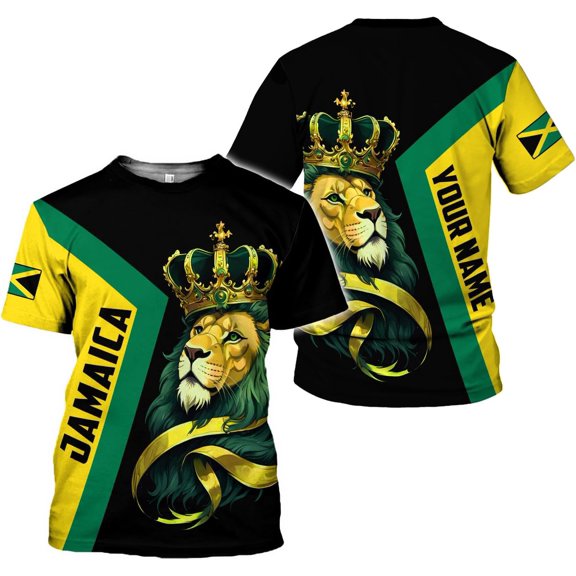 Personalized Jamaica Shirts Jamaican Pride T-Shirt Jamaica Flag Lion Tshirt Jamaicana Shirts Jamaica Shirt for Men Women (S)