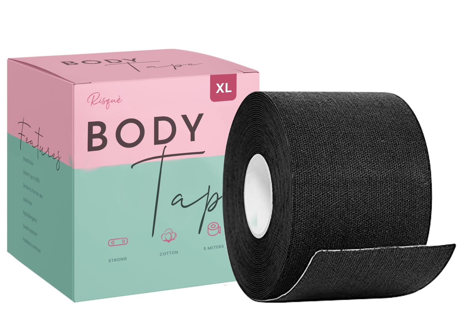 Risque XL Breast Lift Tape for Lift & Fashion Bra Alternative of Breasts (Black)