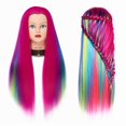 thumbnail image 1 of Hairingrid Cabeza de maniquí de 26 a 28 pulgadas, cabeza de entrenamiento para peinar el cabello, cabeza de muñeca de cosmetología, cabello de fibra sintética y soporte de abrazadera gratuito (R71919W, 1 of 5