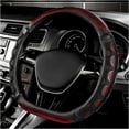 thumbnail image 7 of D-Shaped Leather Steering Wheel Cover Universal 15 Inch Non-Slip Car Steering Wheel Cover for Most Vehicles, Blue, 7 of 7
