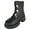 Black PU, variant on Forever Women Buckled Motorcycle Riding Style Boots Side Zipper Lug Sole Booties Black PU 8