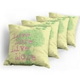 thumbnail image 5 of Ambesonne Love Throw Pillow Cover 4 Pack, Positive World Wishes, 24", Green Soft Pink Yellow, 5 of 7