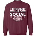 thumbnail image 2 of OXI Crewneck Sweatshirt - Basic Casual Sweatshirts for Men's and Women Fleece Sweatshirt Long Sleeve - Maroon Medium, 2 of 2