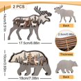 thumbnail image 2 of Paquete de 2 ciervos y osos de madera en 3D, decoración rústica de pared, árbol y adornos navideños de madera, decoración de animales de madera para sala de estar y dormitorio (oso de ciervo), 2 of 5