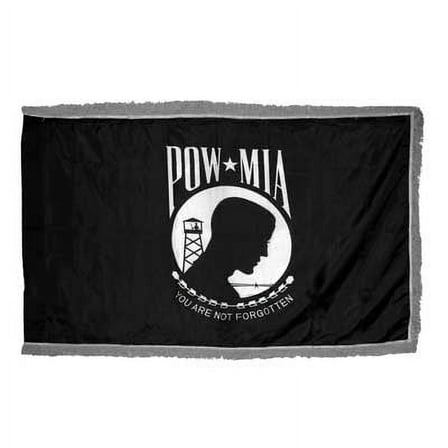 Indoor POW/MIA Flag 3ft x 5ft Nylon w/ Fringe
