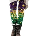 thumbnail image 3 of Hvot&aat Women Mardi Gras Leggings Stretch High Waisted Yoga Pants Sparkly Printed Carnival Party Pant, 3 of 5