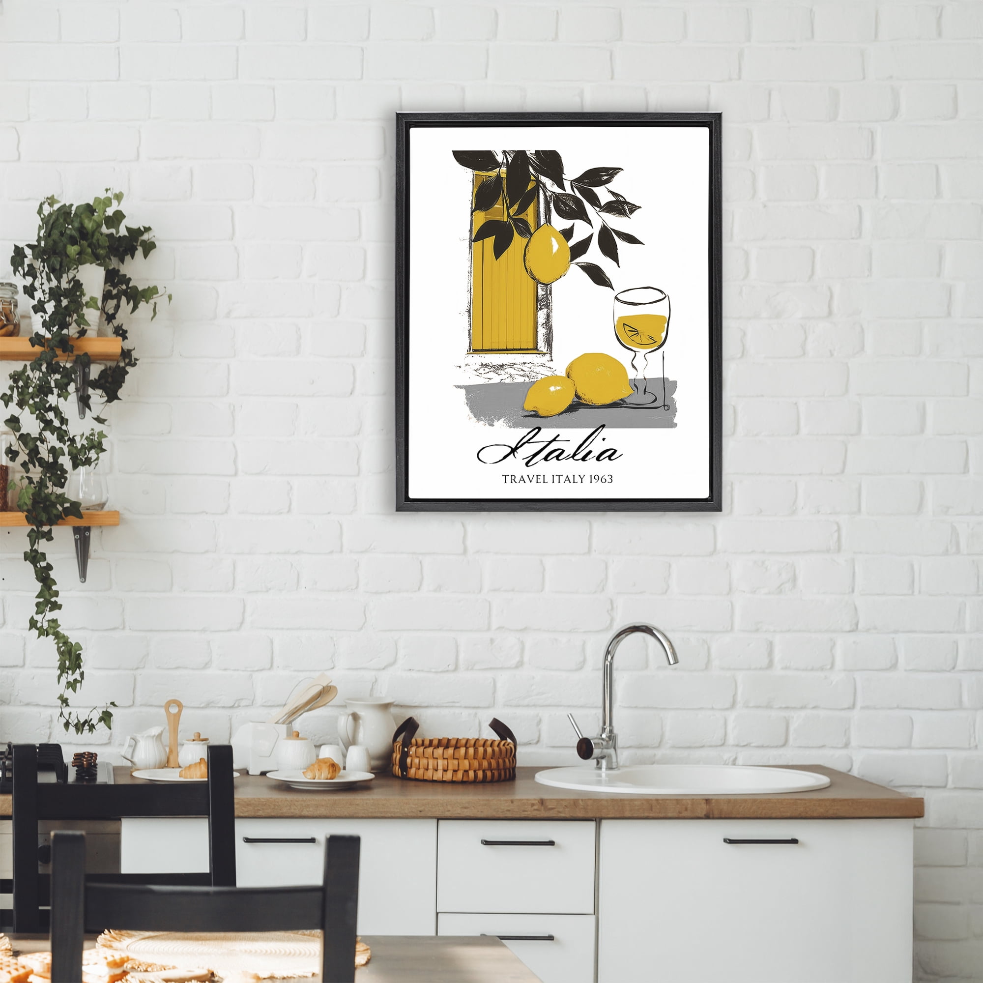 Stupell Industries Travel Italia Lemons Black Framed Floater Canvas Wall Art, design by Annabelle Hall